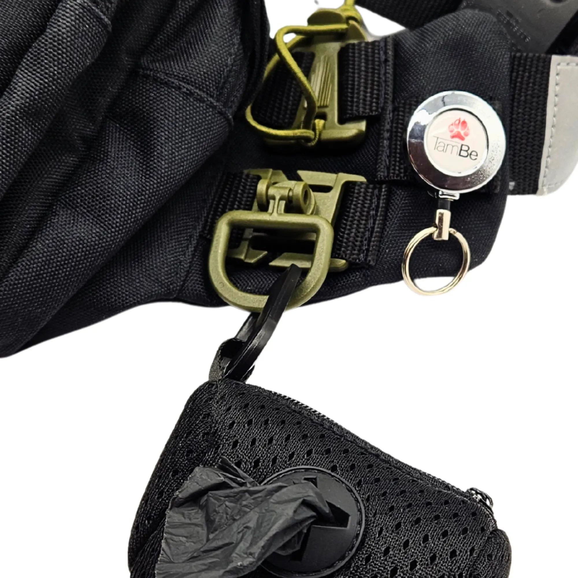 MOLLE_360_D-Ring-Clip_gruen_mit_Kotbeutelspender